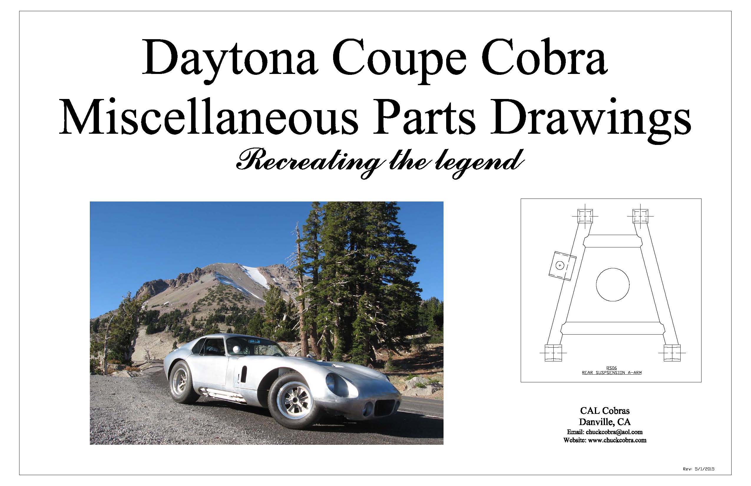 Daytona coupe cobra miscellaneous parts drawings